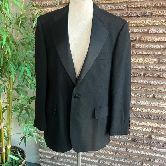 Turnbury Men's Tuxedo Jacket Satin Collar 100% Wool Union Made Size 40R - Picture 8 of 9